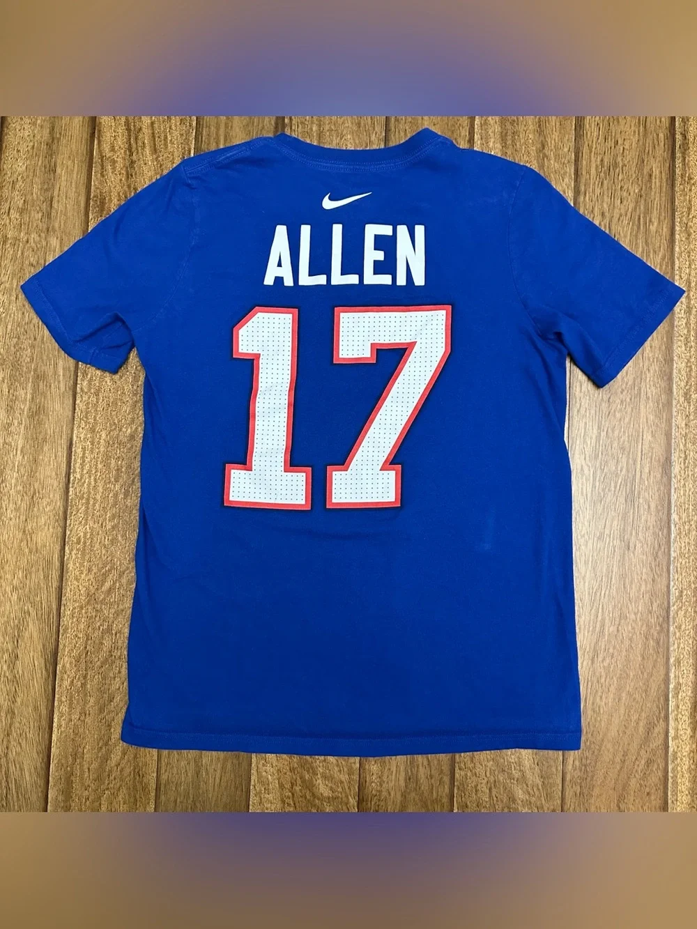 Nike Buffalo Bills Josh Allen #17 Name & Number T-Shirt -Royal Blue Youth L A253